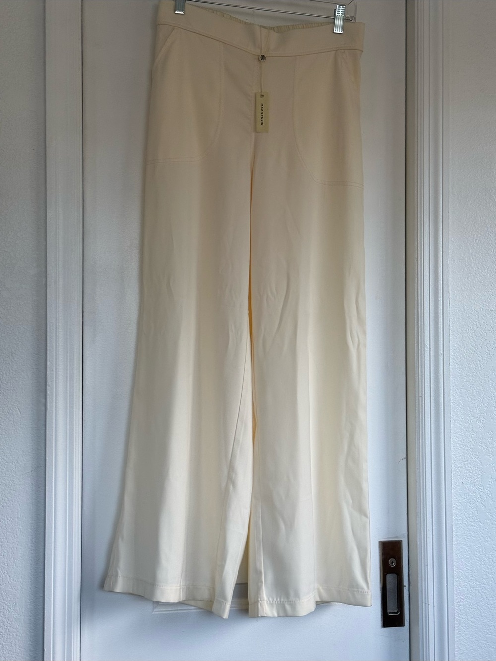 Max Studio Cream Wide-Leg Trousers